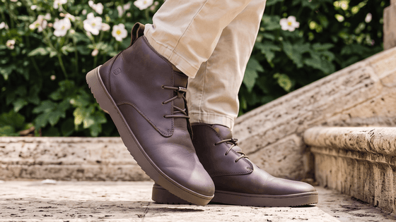 The Birchbury Carnforth barefoot chukka boot in vintage brown leather